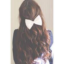 Curly Half Up Half Down Hair With Bow Gorgeoushair Bow Hairstyle Half Up Half Down Hair White Hair Bows