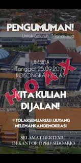Demikianlah pembahasan biaya kuliah umsida 2021/2022 yang dapat mamikos sampaikan. Rektor Umsida Bantah Poster Kita Kuliah Di Jalan Lingkarjatim