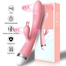 G-spot Rabbit Double Vibrator for Woman Strapon Masturbation Clitoris  Stimulator Dildos Waterproof Rechargeable Adult Sex