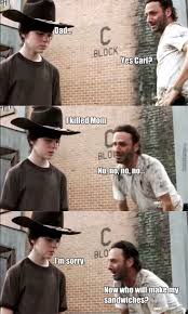 Walking Dead Rick And Carl The Walking Dead Walking Dead Jokes Walking Dead Coral