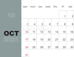 October 2021 Calendar Planner Design Template Week Starts On Sunday Stationery Design Vector Illustration S In 2020 Planner Design Design Template Planner Calendar