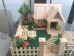 Miniatur rumah untuk dekorasi, pajangan, hadiah, dll bahan : Informasi Belajar Anak Interaktif 10 Rumah Cantik Dari Stik Es Krim