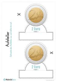 Beim geld habe ich mich dafür entschieden 5 geldnoten zu drucken und die anderen 2 geldeinheiten als münzen dazu zu legen. Geld Euro Materialguru