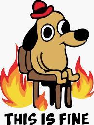 This Is Fine Meme Sticker By One Lonely Boy In 2021 Funny Paintings This Is Fine Meme Funny Painting Idea