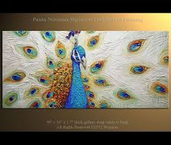 Peacock Art Original Peacock Art Large Turquoise Blue Peacock Painting Oil On Resim
