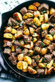 A meat this perfect definitely deserves a damn good side. Garlic Butter Herb Steak Bites With Potatoes The Recipe Critic