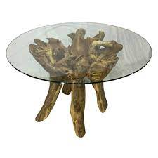 Vintage mcm small driftwood table lamp natural unique euc. Teak Root Round Glass Dining Table Small Modern Dining Tables