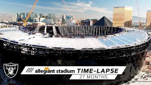 Temporary scaffolding will be used to install the segmented door. Allegiant Stadium Construction Time Lapse 27 Months Of Work Las Vegas Raiders Youtube