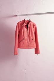 This Biker Inspired Jacket Gets A Girly Update With Hot Pink Faux Leather Pair With Your Favorte Pair Of Denim For Faux Leather Jackets Jackets Leather Jacket