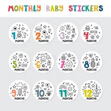 Monthly Baby Stickers For Little Girls And Boys Stock Vector Illustration Of Infant Child 101238965