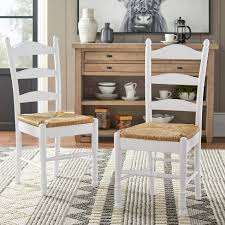 set of 2 ladder back dining chairs wood