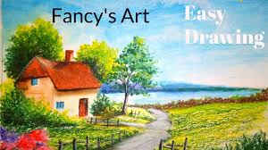 Indian village scenery drawing and painting | village scenery drawing | nature drawing painting may 2021 hii am biswanath paul. A Beautiful Scenery Drawing With Oil Pastel Village Scenery Drawing Easy Drawing Tutorial Painting With Oil Paints