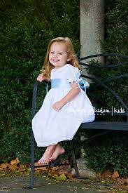Girls In White Dresses With Blue Satin Sashes White Dress Flower Girl Dresses Blue Satin