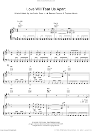 Division Love Will Tear Us Apart Sheet Music For Voice Piano Or Guitar