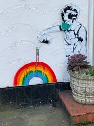 Banksy canvas print colorful rain graffiti wall art print gallery wrapped image mural artwork for home decoration modern framed poster gift. Does Your Street Have Its Very Own Banksy Rainbow Yet Inside Croydon