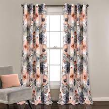A slight difference in color may occur as a result of the difference between. Set 2 Coral Pink Gray Grey White Floral Curtains Panels Drapes 84 In L Darkening Ebay