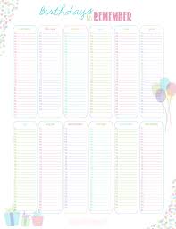 Birthdays To Remember Yearly Calendar Free Printable Birthday Calendar Diy Calendar Free Printables