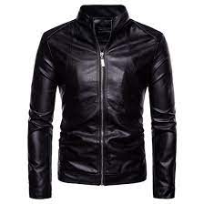 Punk Mens New Motorcycle Leather Jacket Slim Casual Mens Stand Collar Non Iron Washing Black Pu Le Fitted Biker Jacket Leather Jacket Men Casual Leather Jacket