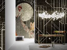 Art Deco Inspired Walls In 2020 Oriental Wallpaper Vinyl Wallpaper Leaf Wallpaper