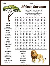 Other animals adapt by having large patches of skin where heat can escape, such as the large, thin ears of elephants. African Savanna Word Search Puzzle Worksheet Activity By Puzzles To Print