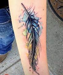 Fancy half sleeve tattoo with name. 90 Feather Tattoo Designs That Will Tickle Your Fancy Feather Tattoos Tattoos Watercolor Tattoo Feather