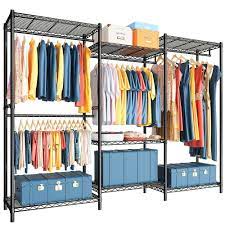 Raybee Clothes Rack Wire Garment Rack Metal Closet Wardrobe Rack for  Hanging Clothes with Shelves Load 840LBS Heavy Duty Adjustable Freestanding  Clothing Rack ，77