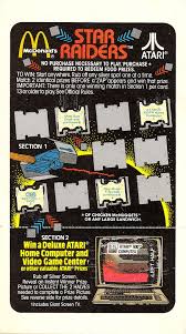 Mcdonald S Game Card Atari Star Raiders Mcdonalds Game Card Games Star Raiders