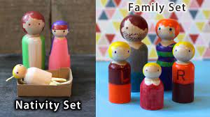How To Make Diy Wooden Peg Dolls Nativity Scene Or Family Set Peg Dolls Diy Wooden Peg Dolls Wooden Peg Nativity