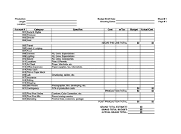 Also, use the worksheet to plan for next month's budget. Film Art Department Budget Template