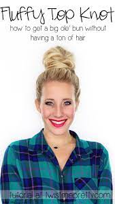 Luckily, there are several ways to create space buns if you have shorter hair. Fluffy Top Knot Tutorial Twist Me Pretty Top Knot Hairstyles Medium Length Hair Styles Easy Bun Hairstyles