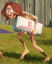 Katie appears with maroon hair, black squared glasses, a red jacket with multiple badges on, blue jeans and light blue sneakers. Co Comics Cartoons Thread 122003464