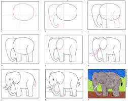 Easy How To Draw An Elephant Tutorial And Elephant Coloring Page