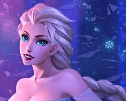 Elsa, fanart, art, preciat, fantasy, girl, snow queen, pink, disney, blue,  HD wallpaper