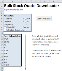 Maybe you would like to learn more about one of these? Multiple Stock Quote Downloader For Excel