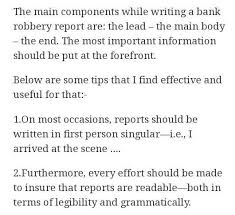 Write A Newspaper Report Within 120 Words On Bank Robbery Using The Following Pointsn Date And Brainly In