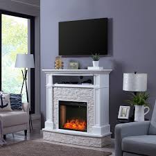 Use a paint roller to cover the plywood. Sei Jacksdale Faux Stone Media Fireplace Sylvane