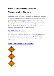 usdot hazardous materials transportation placards