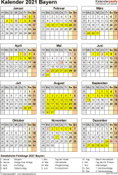 Kalender nasional tahun 2021 atau kalender masehi ini dilengkapi dengan kalender islam dan jawa, sehingga memudahkan anda untuk melihat perpaduan antara tanggal nasional dan tanggal jawa serta. Kalender 2021 Bayern Ferien Feiertage Excel Vorlagen