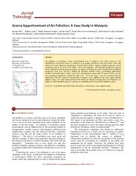 Pdf Source Apportionment Of Air Pollution A Case Study In Malaysia Ishrat Akhter Academia Edu