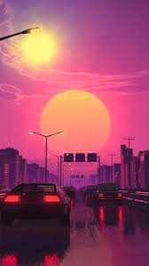 Neon City Car Retrowave Synthwave Digital Art 4k Click Image For Hd Mobile And Desktop Wallpaper Vaporwave Wallpaper Aesthetic Wallpapers Synthwave Art