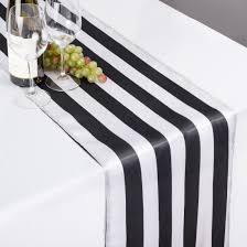 14 X 108 In Black White Striped Satin Table Runner White Plastic Table Striped Table Runner White Table Cloth
