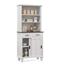 Flexsteel buffets, cabinets, & hutches look great w/ our other dining room furniture! Mecor Kitchen Pantry Storage Cabinet Free Standing Sideboard Buffet Hutch W Glass Doors 2 Cabinet And Adjustable Shelves White In Dubai Uae Whizz Buffets Sideboards