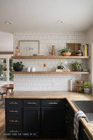 Remove shelving and set aside. Kitchen Renovation With Dark Cabinets And Open Shelving Bigger Than The Three Of Us