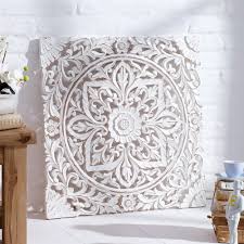 Carved Wooden Wall Panel Distressed White Amazon Co Uk Kitchen Home White Wood Wall Decor Carved Wood Wall Decor Carved Wood Wall Panels