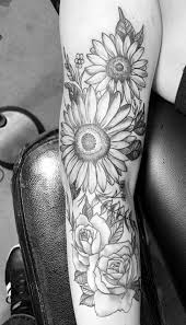 Go over the drawing in ink Sunflower Rose Tattoo Half Sleeve Flower Tattoo Rose Tattoo Sleeve Sleeve Tattoos