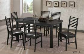 Casa Blanca Xenia 7pc 7 Pc Xenia Black Finish Wood With Dining Table Set With Leather Like Vinyl Upholstery On The Seats Dining Table Setting Dining Table Wood Finish