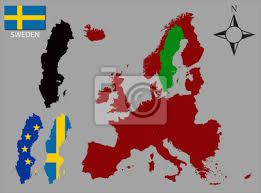 Na terytorium europy znajduje się 46 państw oraz 2 kraje de facto niepodległe, czyli kosowo (formalnie część serbii) oraz naddniestrze (według prawa. Plakat Szwecja Trzy Kontury Mapa Europy I Flagi Wektor Na Wymiar Flaga Tlo Projekt Redro Pl