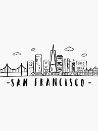 San Francisco Skyline Travel Sticker By Duxdesign In 2021 City Drawing Skyline Drawing Travel Doodles