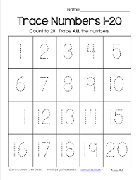trace numbers 1 20 kindergarten numbers worksheets