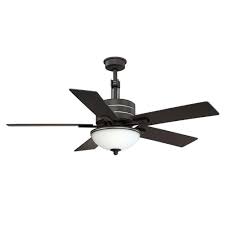 Hampton Bay Carlsbad 52 In Indoor Black Ceiling Fan With Light Kit And Remote Control Ag565 Bk The Home Depot Black Ceiling Fan Ceiling Fan Ceiling Fan With Light